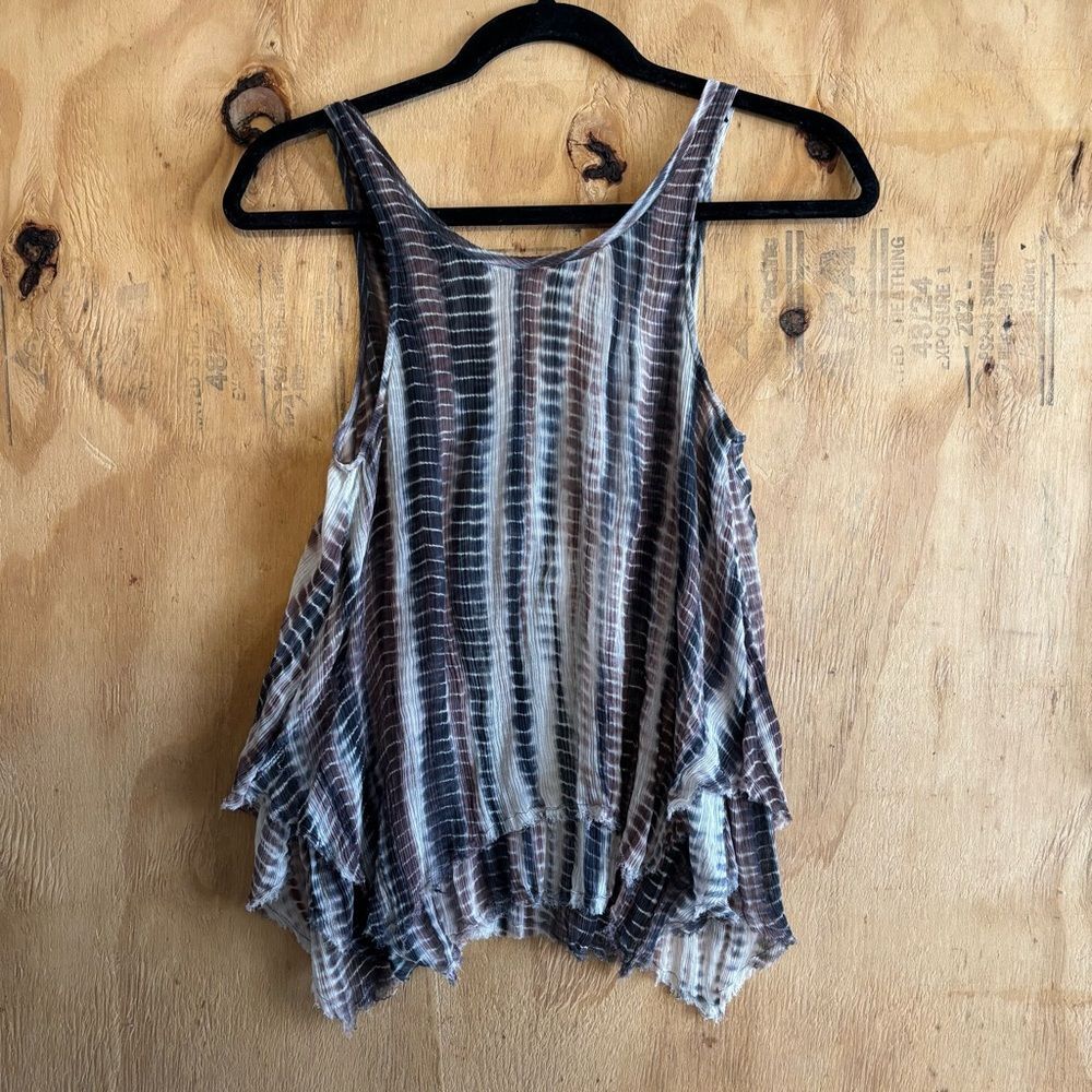 Love Sam 100% Silk Tie Dye Ruffle Layered Tank Top Sz XS - Picture 2 of 5